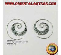 Orecchini in argento a filo, spirale decorata infilabile