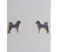 Orecchini in argento a forma di cane razza Shiba inu-Akita, chiusura a farfalla