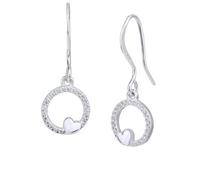 Orecchini in argento con cuore, decorati con zirconi TS-EA-0224