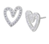 Orecchini in argento decorati con zirconi, a forma di cuore TS-EA-0232