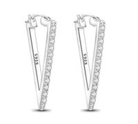 Orecchini in argento Hapour Orecchini in argento sterling 925, eleganti orecchini a cerchio per le donne come regali (orecchini a triangolo con set denso brillante)