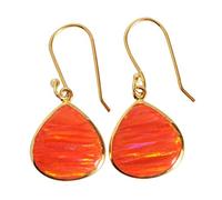 Orecchini in argento Sterling 925 con opale di fuoco a forma di pera 15 x 15 mm, set di lunetta di cabochon multicolore, pietre preziose scintillanti, fatti a mano, regalo bohémien chic per lei