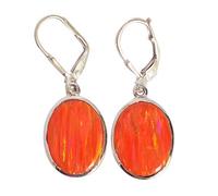 Orecchini in argento Sterling 925 con opale di fuoco scintillante, 14 x 10 mm, cabochon ovale, set di lunetta multicolore, gioielli fatti a mano, orecchini a goccia colorati regalo per lei