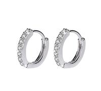 Orecchini in Argento Sterling 925 Orecchini a Cerchio con Piccoli Fiori in Cristallo Naturale per Le Donne Regalo di Gioielli di Moda di Compleanno Fashion Book