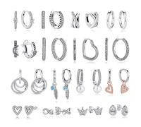 Orecchini in argento sterling 925 originali 2025 Orecchini a cerchio in cristallo per le donne Corona in oro rosa Cuore Infinito Ape Orecchino Gioielli