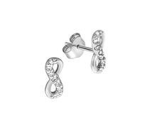 Orecchini in argento sterling 925 rodiato segno dell'infinito con zirconi bia...