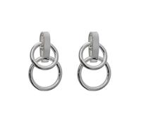 Orecchini in argento sterling 945 con due cerchi semplici da 12 mm e 14 mm e un distanziatore da 13 mm.
