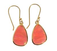 Orecchini in argento Sterling con opale di fuoco scintillante, 12 x 12 mm, con lunetta a pera, cabochon multicolore e giallo, fatti a mano, gioielli regalo per lei