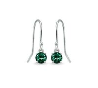 Orecchini in argento Sterling con piccolo solitario rotondo da 5 mm, per donne o ragazze, realizzati con cristalli Swarovski e Argento, colore: May - Green