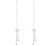 Orecchini in argento Sterling S925 con zircone cubico e nodo a fiocco, orecchini con nappa, per donne e ragazze, LSE313, in argento Sterling e zirconia cubica