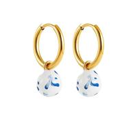 Orecchini in ceramica blu e bianca fatti a mano orecchini in vetro liscio per orecchie sensibili occasioni professionali leggeri in lega di rame, Taglia unica, come descritto