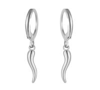 Orecchini in corno italiano, con occhio del diavolo e occhio del diavolo, orecchini a cornicello portafortuna, protezione peperoncino, talismano, gioielli regalo per donne, Medio, Acciaio inossidabile