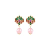 Orecchini in cristallo rosa naturale con fiori di camelia da donna-orecchini ipoallergenici in lega, eleganti gioielli per feste e per tutti i giorni