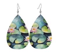 Orecchini in ecopelle leggeri, orecchini a goccia alla moda, graziosi sottobicchieri neri con stampa lilla orecchini pendenti