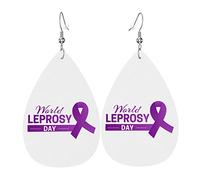 Orecchini in ecopelle per la giornata mondiale della lebbra per donne, ragazze, a goccia, pendenti, a forma di foglia, orecchino leggero
