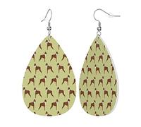 Orecchini in finta pelle con cani boxer in legno divertenti per le donne a goccia orecchini pendenti gioielli regalo, Misura unica, Pelle PVC