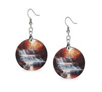 Orecchini in legno a cascata autunnale da donna, pendenti rotondi a goccia, gioielli alla moda, 3,0 x 6,1 cm