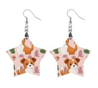 Orecchini in legno a forma di cane di piccole dimensioni, regalo leggero, vintage, in legno naturale, classici e artistici, ganci per orecchini da donna, Star, In legno, Legno