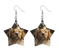 Orecchini in legno a forma di cucciolo con corona, gioielli da regalo, leggeri e vintage, pendenti in legno naturale, classici artistici, ganci per orecchini da donna, Star, In legno, Legno
