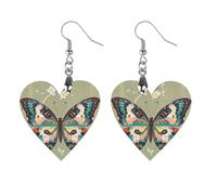 Orecchini in legno a forma di farfalla antica da donna, eleganti gioielli in legno vintage, orecchini leggeri per matrimoni, feste, regalo di tutti i giorni, Love, Legno, Legno