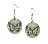 Orecchini in legno a forma di farfalla antica da donna, eleganti gioielli in legno vintage, orecchini leggeri per matrimoni, feste, regalo di tutti i giorni, Circular, Legno, Legno