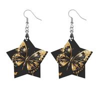Orecchini in legno a forma di farfalla dorata, da donna, eleganti gioielli in legno vintage, orecchini leggeri per matrimoni, feste, regalo di tutti i giorni, Love, Legno, Legno