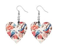 Orecchini in legno a forma di farfalla e uccellini floreali romantici e fantasiosi, leggeri, vintage, in legno naturale, classici e artistici, ganci per orecchini da donna, Love, In legno, Legno