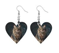 Orecchini in legno a forma di gatto carini e adorabili per donne, gioielli vintage eleganti in legno, orecchini leggeri per matrimoni, feste, regalo di tutti i giorni, Love, Legno, Legno