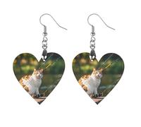 Orecchini in legno a forma di gatto pescatore, da donna, gioielli vintage eleganti in legno, orecchini leggeri per matrimoni, feste, regalo di tutti i giorni, Circular, Legno, Legno