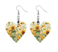 Orecchini in legno a forma di girasole e mais, gioielli da regalo, leggeri e vintage, pendenti in legno naturale, classici artistici, ganci per orecchini in legno per donne, Circular, In legno, Legno