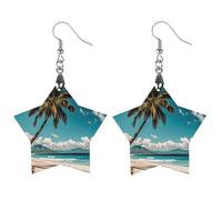 Orecchini in legno a forma di palma Hawaii, idea regalo, leggeri, vintage, in legno naturale, classici e artistici, ganci per orecchini da donna, Circular, In legno, Legno