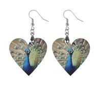 Orecchini in legno a forma di pavone, gioielli da donna, leggeri, vintage, in legno naturale, classici e artistici, ganci per orecchini in legno, Star, In legno, Legno