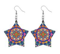 Orecchini in legno colorati con mandala da donna, gioielli vintage eleganti in legno, orecchini leggeri per matrimoni, feste, regalo di tutti i giorni, Love, Legno, Legno