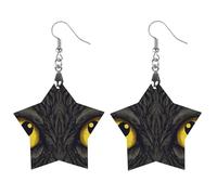 Orecchini in legno con due occhi gialli, ganci per orecchini in legno artistici classici per donne