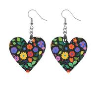 Orecchini in legno con fiori e foglie colorati da donna, gioielli vintage eleganti in legno, orecchini leggeri per matrimoni, feste, regalo di tutti i giorni, Apricot shaped, Legno, Legno
