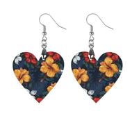 Orecchini in legno con fiori hawaiani realistici, ganci per orecchini in legno artistici classici per donne