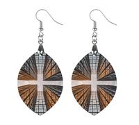 Orecchini in legno con motivo grattacielo che guarda il cielo, ganci per orecchini in legno artistici classici per donne