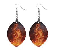 Orecchini in legno con nota musicale a forma di fiamma rossa, ganci per orecchini in legno artistici classici per donne
