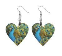 Orecchini in legno con piume di pavone, gioielli da regalo, leggeri e vintage, in legno naturale, classici e artistici, ganci per orecchini da donna, Star, In legno, Legno