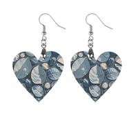 Orecchini in legno con ramo di foglie grigie blu da donna, gioielli vintage eleganti in legno, orecchini leggeri per matrimoni, feste, regalo di tutti i giorni, Love, Legno, Legno