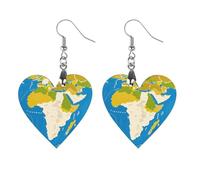 Orecchini in legno con stampa mappa della Grecia, ganci per orecchini in legno artistici classici per donne