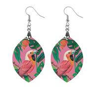 Orecchini in legno con uccelli tropicali, foglie e piante, gioielli, leggeri, vintage, in legno naturale, classici e artistici, ganci per orecchini da donna, Star, In legno, Legno
