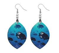 Orecchini in legno da donna, a forma di pesce che si spostano sul mare, gioielli vintage eleganti in legno, orecchini leggeri per matrimoni, feste, regalo di tutti i giorni, Apricot shaped, Legno