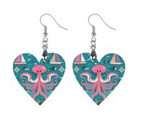 Orecchini in legno da donna, con creature marine per navigazione, eleganti gioielli in legno, orecchini leggeri per matrimoni, feste, regalo di tutti i giorni, Love, Legno, Legno