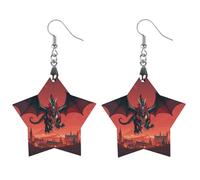 Orecchini in legno da donna, con dragone rosso e nero, eleganti gioielli in legno vintage, orecchini leggeri per matrimoni, feste, regalo di tutti i giorni, Apricot shaped, Legno, Legno