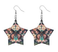 Orecchini in legno da donna, con fiori, farfalle e libellule, gioielli vintage eleganti in legno, orecchini leggeri per matrimoni, feste, regalo di tutti i giorni, Love, Legno, Legno