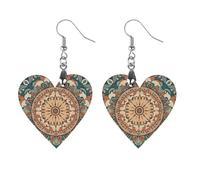 Orecchini in legno da donna, con fiori mandala, vintage, eleganti, in legno, orecchini leggeri per matrimoni, feste, regalo di tutti i giorni, Love, Legno, Legno
