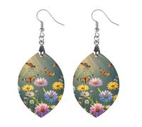 Orecchini in legno da donna, con libellula, fiori e piante, gioielli vintage eleganti in legno, orecchini leggeri per matrimoni, feste, regalo di tutti i giorni, Love, Legno, Legno