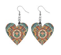 Orecchini in legno da donna, con motivi di antica civiltà, eleganti gioielli in legno vintage, orecchini leggeri per matrimoni, feste, regalo di tutti i giorni, Apricot shaped, Legno, Legno