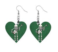 Orecchini in legno da donna, con scheletro che suona la chitarra, gioielli vintage eleganti in legno, orecchini leggeri per matrimoni, feste, regalo di tutti i giorni, Circular, Legno, Legno